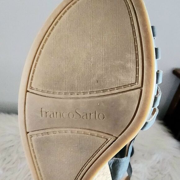Franco Sarto open toe cork wedge sandals slingback women's 11 blue gray color - Picture 5 of 8